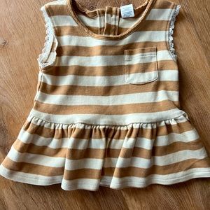 Colored Organics Peplum Tank, Tan Ely Stripe, 2T